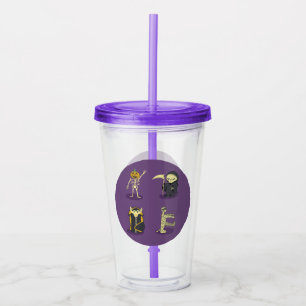 Vaso Acrílico Esqueleto de Halloween Drácula Momia Segador Sinie
