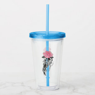 Vaso Acrílico Esqueleto De Mano De gótico Con Rosa Rosa Rosa Ros
