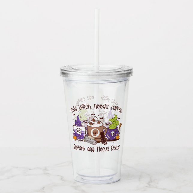 Vaso Acrílico Esta bruja necesita café (Anverso)