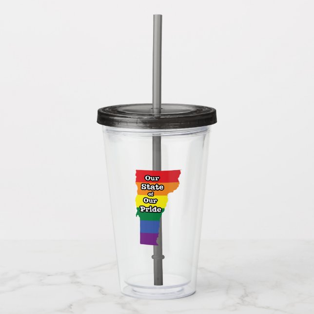 Vaso Acrílico Estado del Orgullo Gay| Vermont (Anverso)