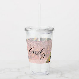 Vaso Acrílico Estampado Animal Brillo Monograma Nombre