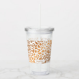 Vaso Acrílico Estampado leopardo de oro