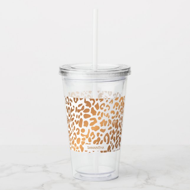 Vaso Acrílico Estampado leopardo de oro (Anverso)