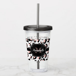 Vaso Acrílico Estampado leopardo rosado