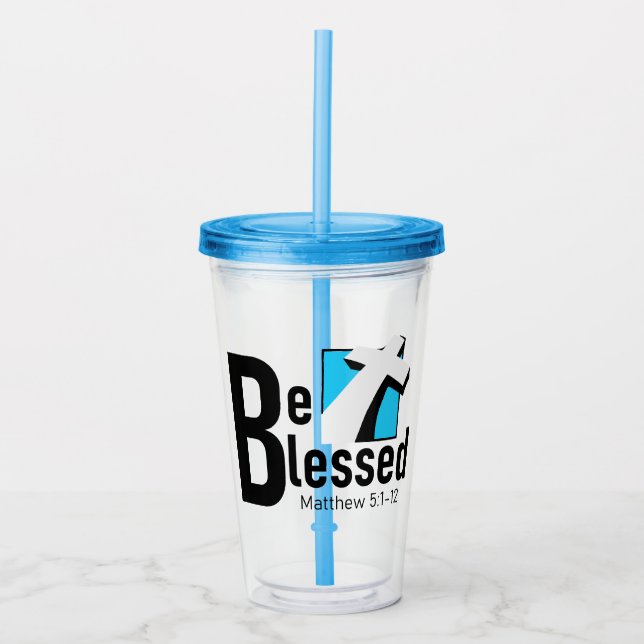 Vaso Acrílico Estar Bendecido Con Tumbler De Acrílico Cruzado (Anverso)