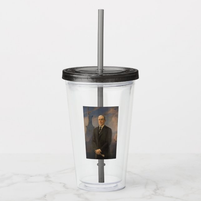 Vaso Acrílico Estatua de la Libertad y Presidente Woodrow Wilson (Anverso)