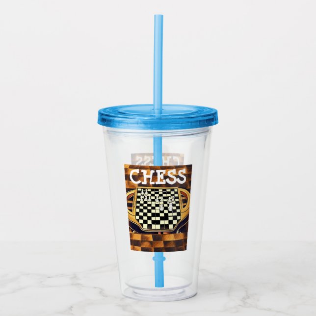 VASO ACRÍLICO ESTILO DE TABLERO DE AJEDREZ (Anverso)