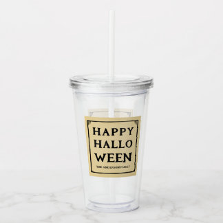 Vaso Acrílico estilo retro lable feliz de halloween