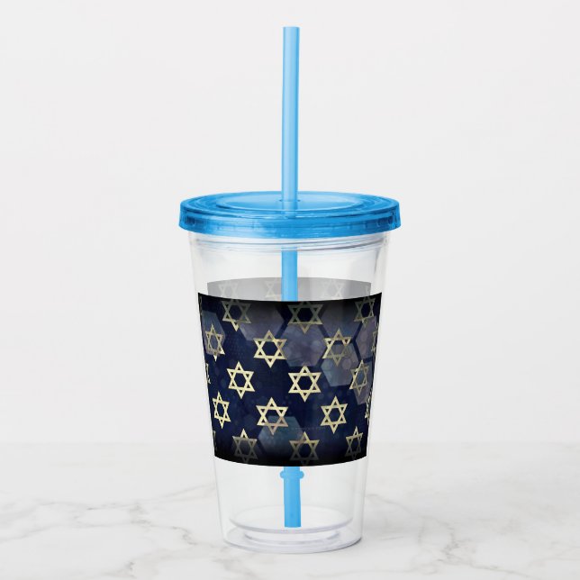 Vaso Acrílico Estrella múltiple Happy Hanukkah de SlipperyJoe de (Anverso)