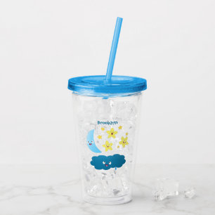 Vaso Acrílico Estrellas de canto, personalizado de luna y nube