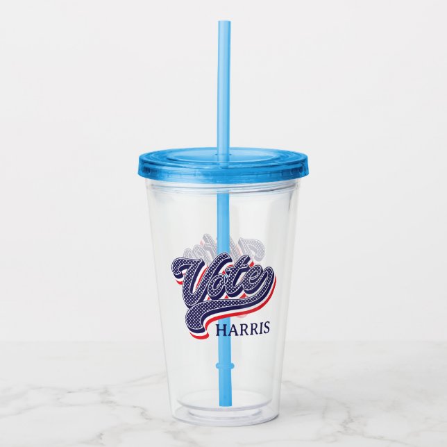Vaso Acrílico Estrellas y franjas electorales personalizadas (Anverso)