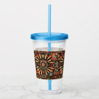 Vaso Acrílico Ethereal Cian "Sueño azteca" 473ml Tumbler