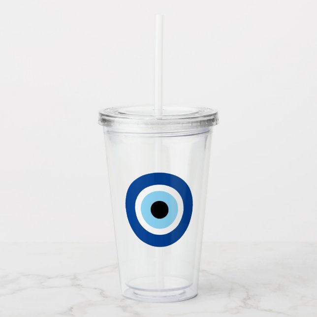 Vaso Acrílico Evil Eye Blue Mati Greek Turkish Symbol Clear (Anverso)