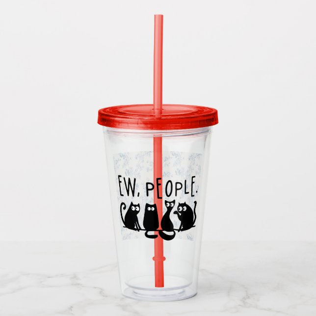 Vaso Acrílico Ew People Funny Meowy Gatos Negros (Anverso)