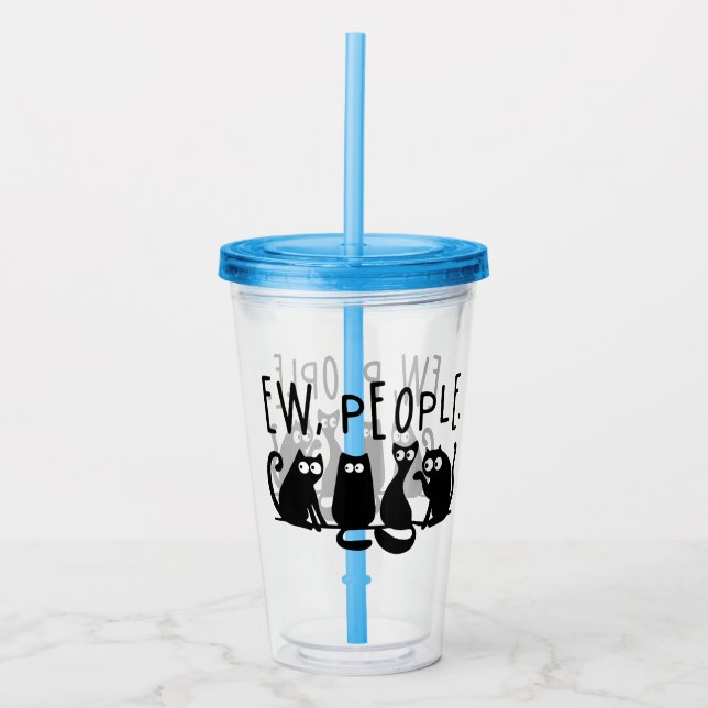 Vaso Acrílico Ew People Funny Meowy Gatos Negros (Anverso)