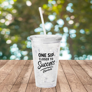 Vaso Acrílico Éxito motivador cita negro