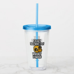 Vaso Acrílico Fácilmente distrado por Whiskey y la música