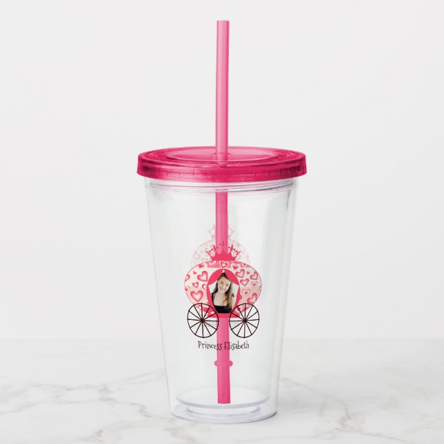 Vaso Acrílico Fairytale Royal Princess Carriage Chica Cumpleaños (Anverso)