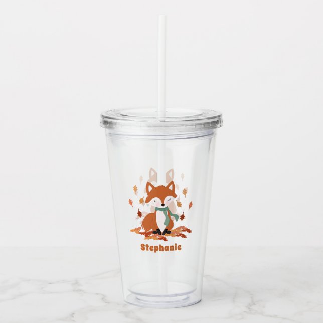 Vaso Acrílico Fall Fox Woodland Birthday (Anverso)