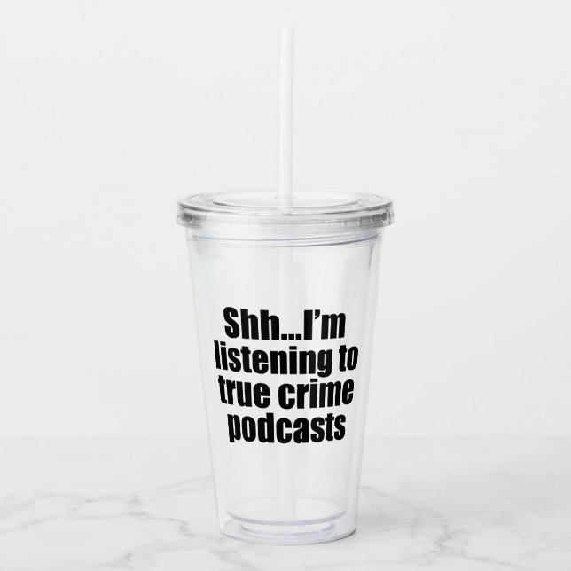Vaso Acrílico Fanático de podcast divertido sobre crímenes verda (Anverso)