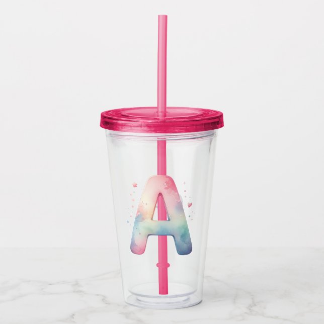 Vaso Acrílico Fantasía acuarela - Tumbler acrílico personalizado (Anverso)