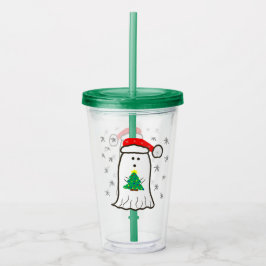 Vaso Acrílico Fantasma con árbol de Navidad