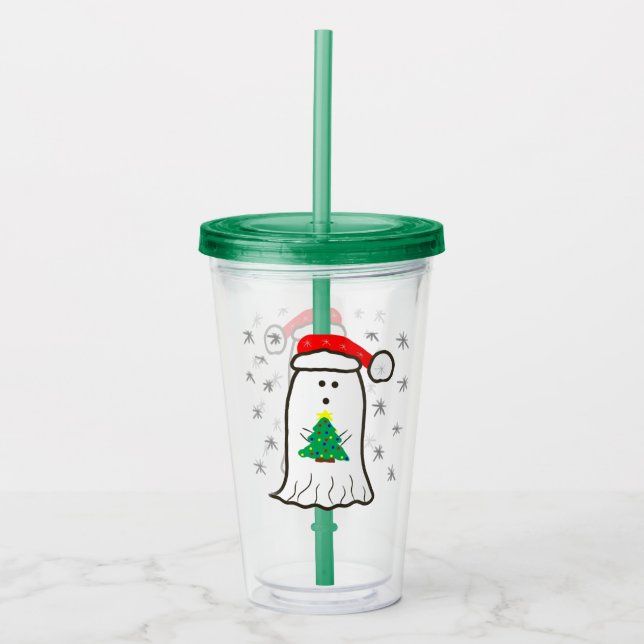 Vaso Acrílico Fantasma con árbol de Navidad (Anverso)