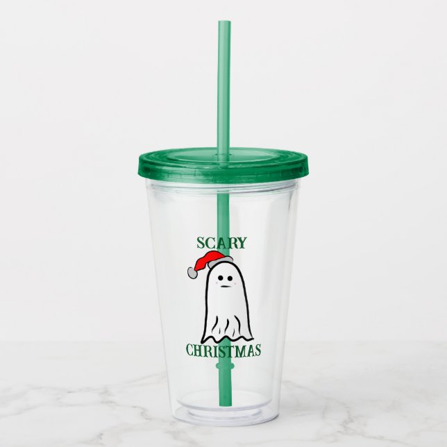 Vaso Acrílico Fantasma con Santa Hat (Anverso)