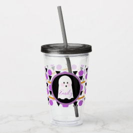 Vaso Acrílico Fantasma de Halloween Monogramado Lindo Nombre
