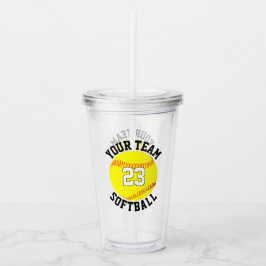 Vaso Acrílico Fastpitch Softball Nombre equipo y número de jugad