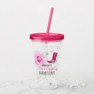 Vaso Acrílico Faux Purpurina Pink Disco Cowgirl Bachelorette