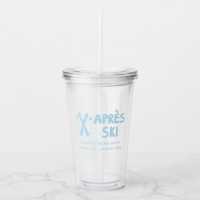 Vaso Acrílico Favor de Fiesta de Despedida de Soltera Azul Despu (Anverso)