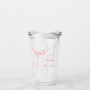 Vaso Acrílico Favor de lazo rosa Ella está atando el nudo Desayu