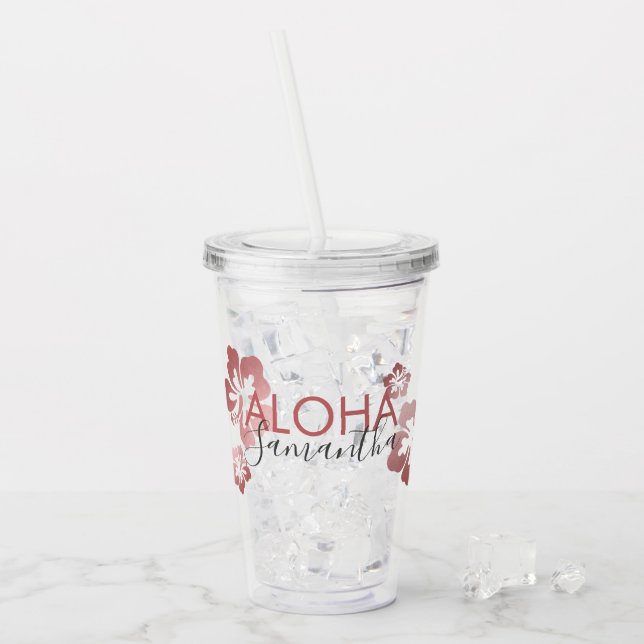Vaso Acrílico Favor del partido personalizado rosado tropical (Anverso (hielo))