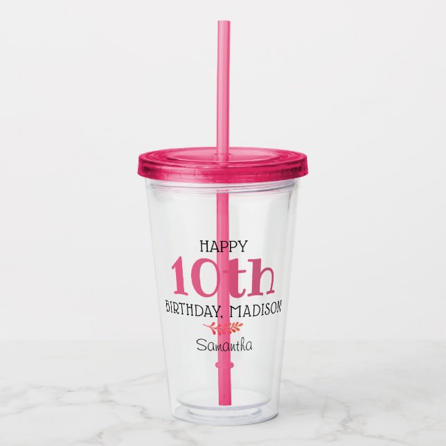 Vaso Acrílico Favor Personalizado de Fiesta de Cumpleaños de las (Anverso)