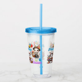 Vaso Acrílico Felices conejitas de Pascua