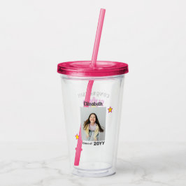 Vaso Acrílico Felicitaciones Super Grad Rosa con estrellas - Edi