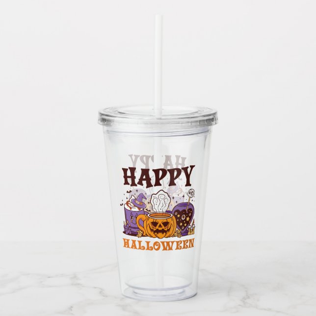 Vaso Acrílico Feliz café de Halloween Brew (Anverso)