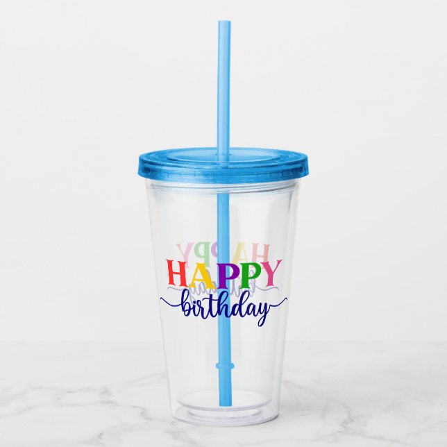 Vaso Acrílico Feliz cumpleaños (Anverso)