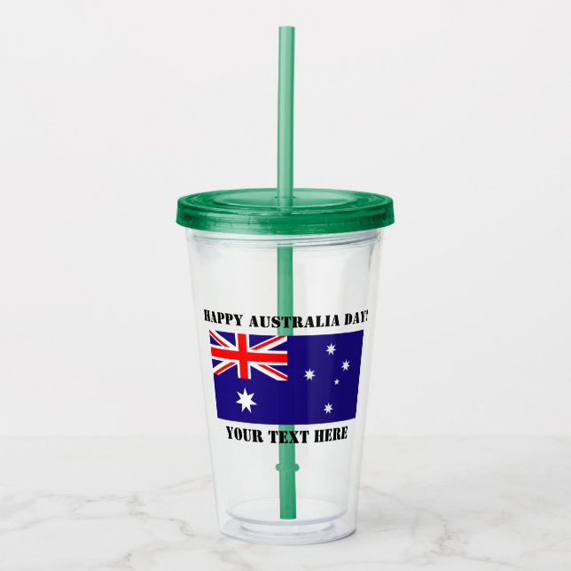 Vaso Acrílico Feliz Día de Australia fiesta provee bandera austr (Anverso)