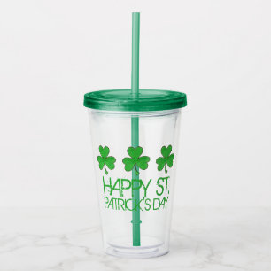 Vaso Acrílico Feliz Día de San Patricio Vestidos Verdes de Shamr