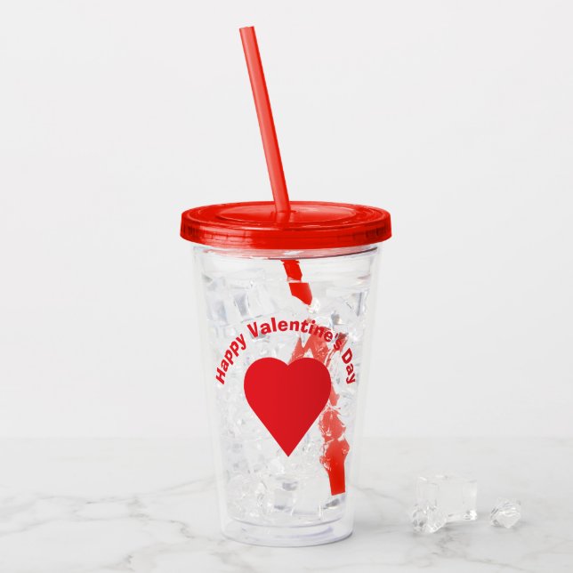 Vaso Acrílico Feliz Día de San Valentín (Anverso (hielo))