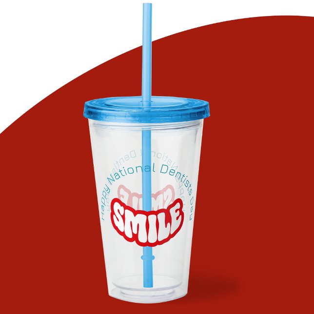 Vaso Acrílico Feliz Día Nacional de los Dentistas Tumbler Acríli (dentist day tumbler)