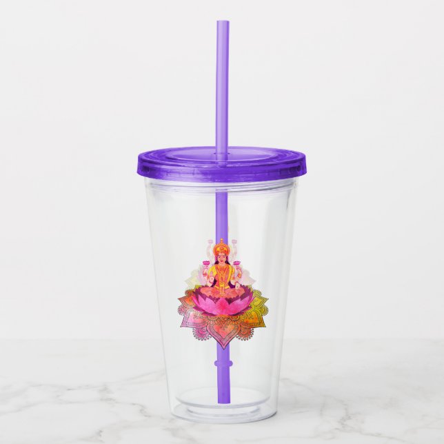 Vaso Acrílico Feliz Diwali - Diosa Deepalavi Lakshmi 4 (Anverso)