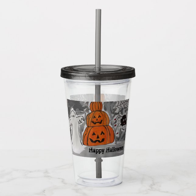 Vaso Acrílico Feliz Halloween (Anverso)
