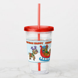 Vaso Acrílico Feliz Navidad a los renos de Santa Claus