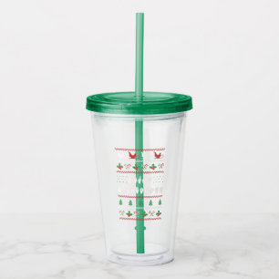 Vaso Acrílico Feliz Navidad - ASL American Rótulo Language I
