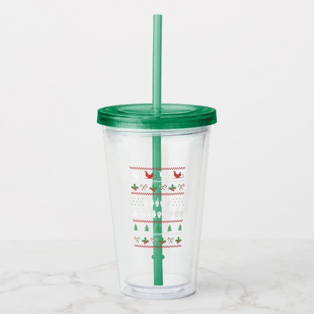 Vaso Acrílico Feliz Navidad - ASL American Rótulo Language I (Anverso)