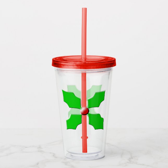 Vaso Acrílico Feliz Navidad Holly (Anverso)