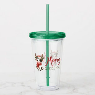 Vaso Acrílico Feliz Navidad linda vaca